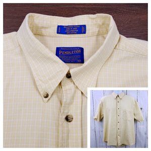Mens Pendleton XL Yellow Plaid Short Sleeve Button